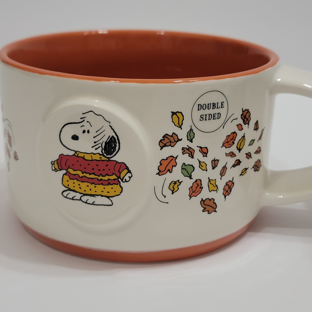 Rae Dunn Peanuts Snoopy Sweater Weather Fall Leaves Thanksgiving Coffee Soup Mug - Picture 7 of 8